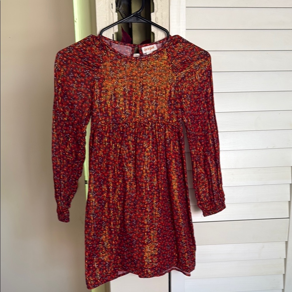 Cat & Jack Red Sundress with Bishop Sleeves and Crew Neck